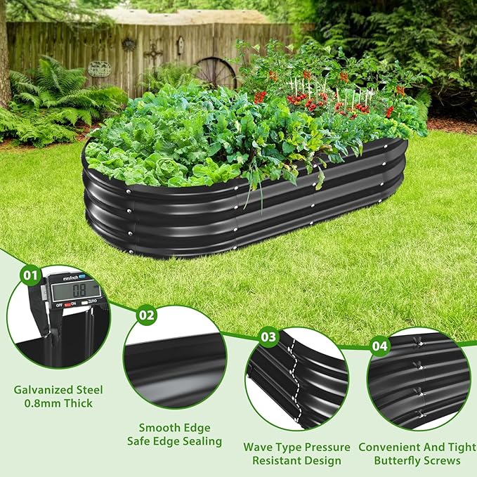 Oval Galvanized Planter Box, Metal Raised Garden Bed - Image 2