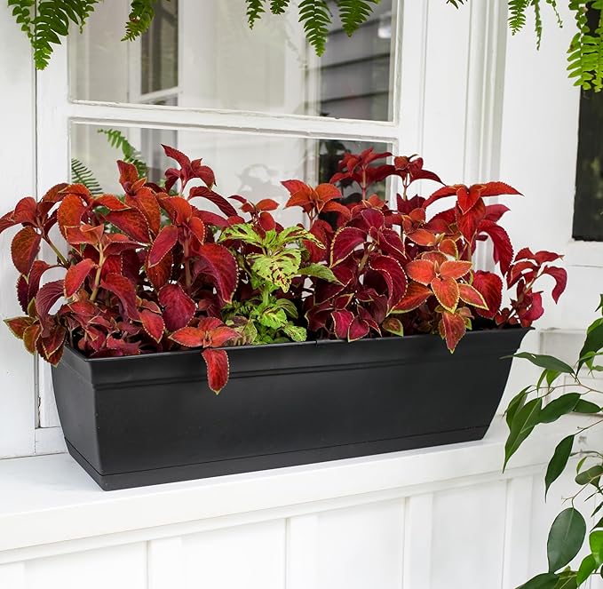 The HC Companies 24" Eclipse Plastic Window Box 7.76"x24"x6.57" in Black Color - Image 2