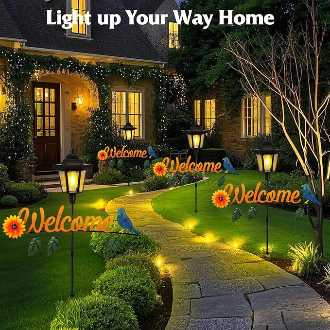 Lewondr Solar Garden Lights Hummingbird, 36.6 Inch Solar Lamp Post Light - Image 2