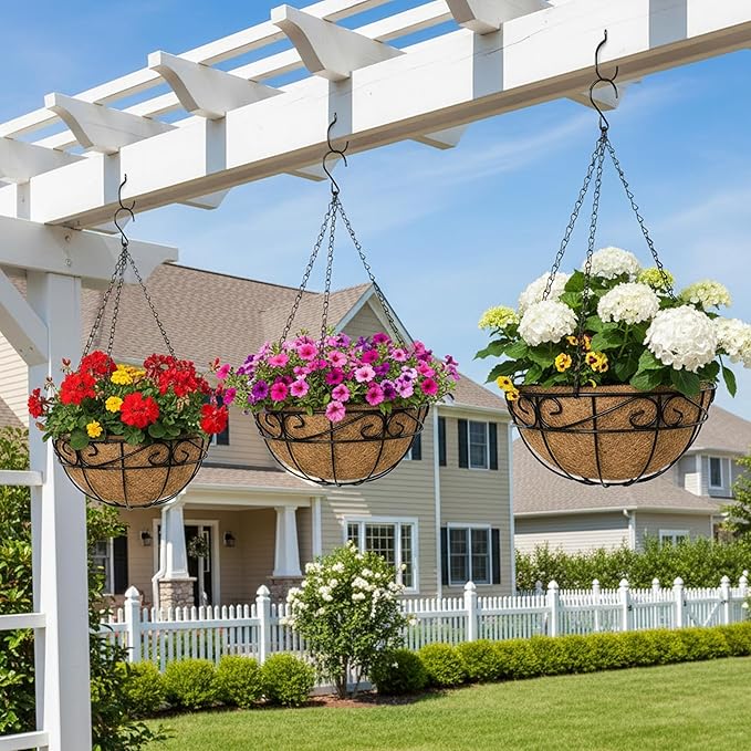 Outdoor Metal Hanging Planters Basket Hanging Baskets - Image 8