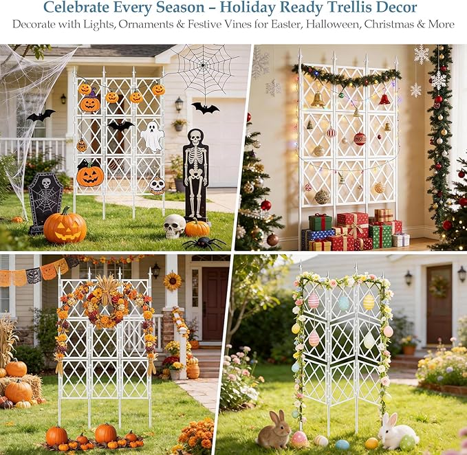 5.25FT Garden Trellis for Climbing Plants Outdoor, Metal Wall Trellis Climbing - Image 8