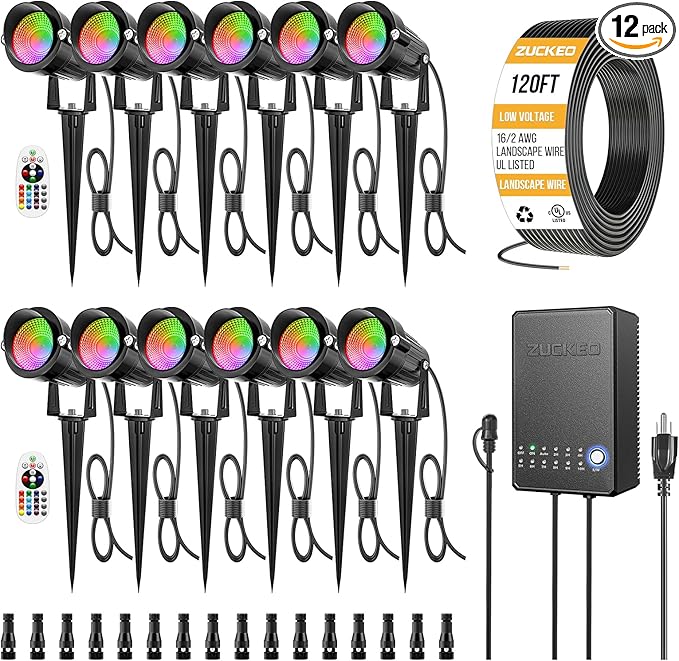 ZUCKEO All-in-One RGB Low Voltage Landscape Lighting Kit, 5W LED Color Changing by ZUCKEO