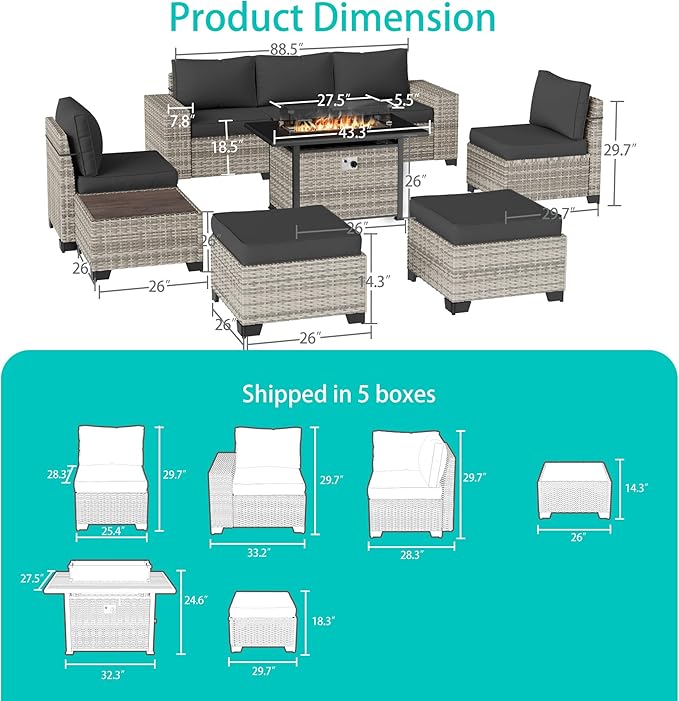 9-Piece Outdoor Patio Furniture Set - Image 5