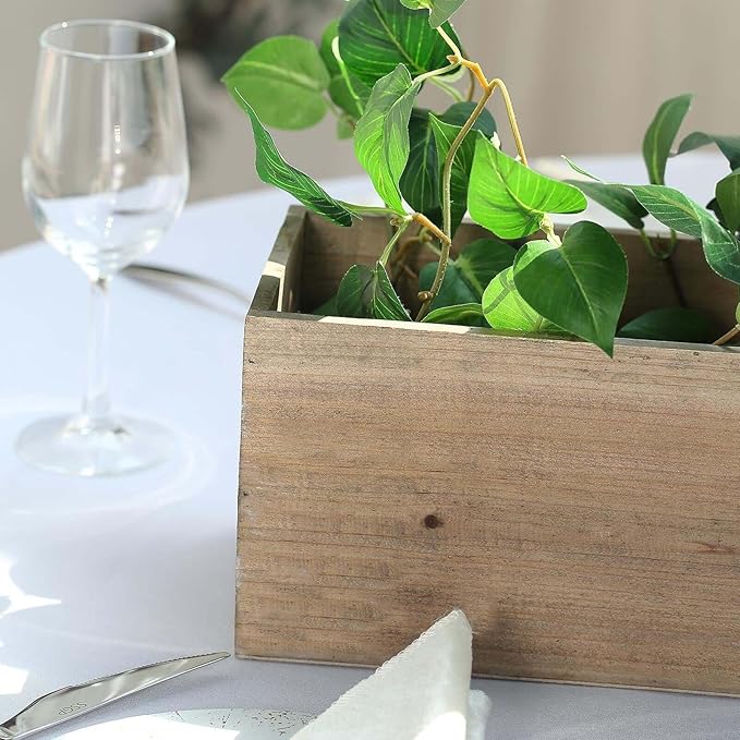 Efavormart 24"x6" Natural Rectangular Wood Planter Box Set - Image 6