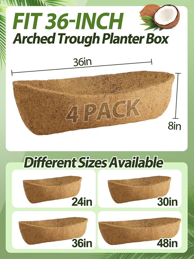 36in Arched Coco Liners for Window Planter Box - Image 4