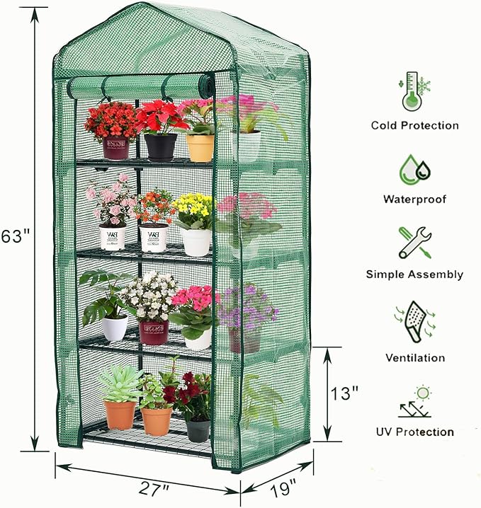 Mini Greenhouse for Indoor Outdoor, Plant Green House 4-Tier Rack Stand - Image 4