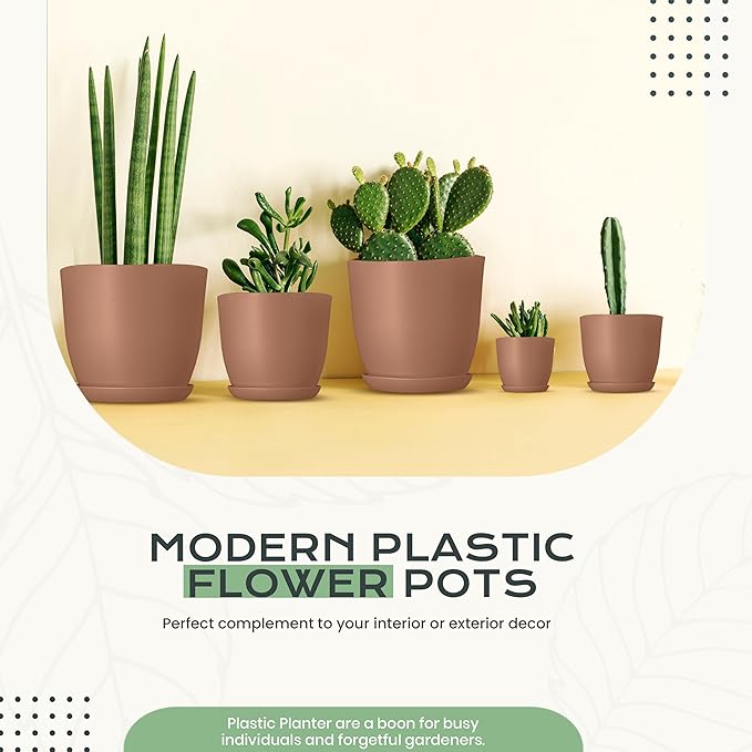 Utopia Home - Plant Pots Indoor - 7/6.6/6/5.3/4.8 Inches Home Decor Flower Pots - Image 5