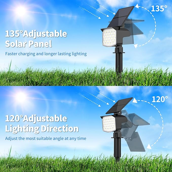 Solar Spot Lights Outdoor Waterproof Adjustable Solar Powered Landscape Lights - Image 2