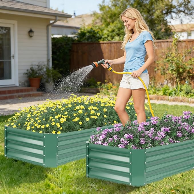ZORMY 2 Pcs 8x2x1ft Galvanized Raised Garden Bed Outdoor, Metal Planter Boxes - Image 2
