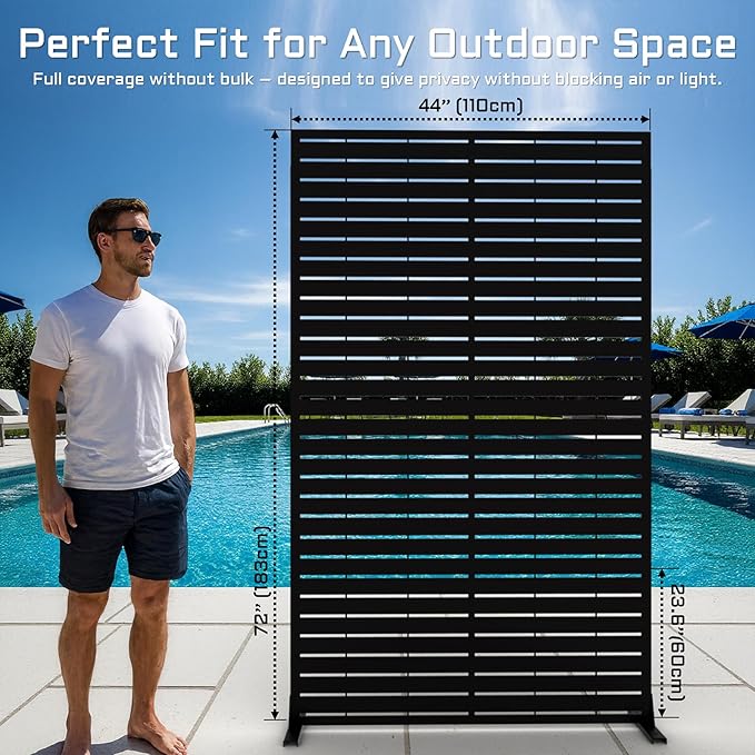 72" H Metal Outdoor Privacy Screen – Freestanding Rustproof Louvered Fence Panel - Image 8