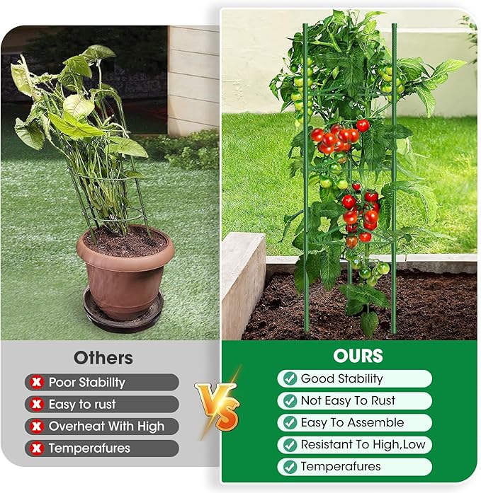 6 Pack Tomato Cages, 51.2in Tomato Plant Support Stakes Heavy-Duty, Garden - Image 6