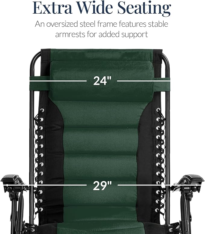 Best Choice Products Oversized Padded Zero Gravity Chair, Folding Outdoor Patio - Image 4
