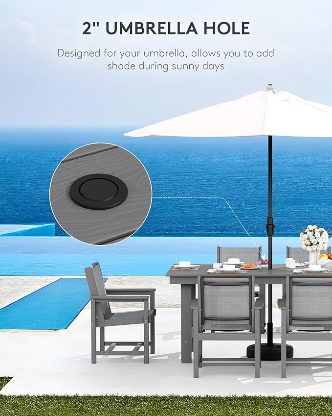 SERWALL 5 Piece Patio Dining Sets, Outdoor HDPE Dining Furniture Set - Image 4