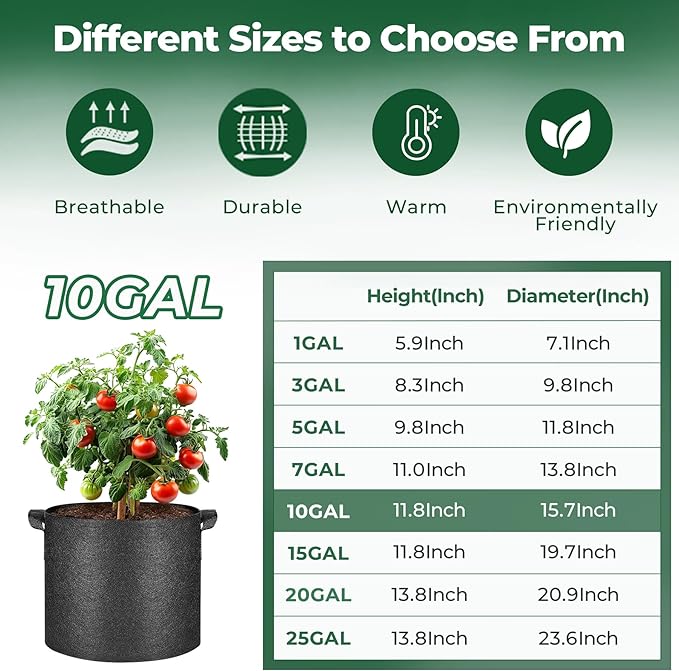 T4U 10 Gallon Grow Bags, Fabric Pots - Image 2