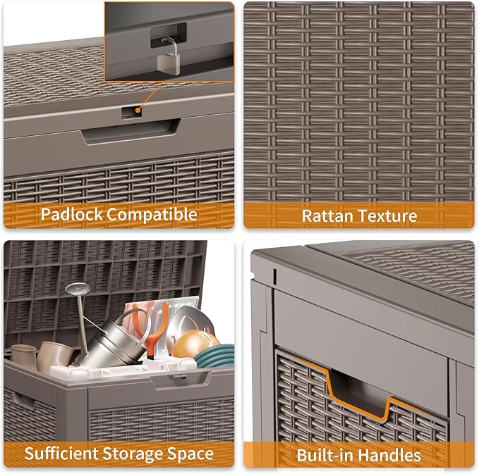 EasyUp 30 Gallon Outdoor Deck Box Waterproof, Lager Patio Storage Box Indoor - Image 3