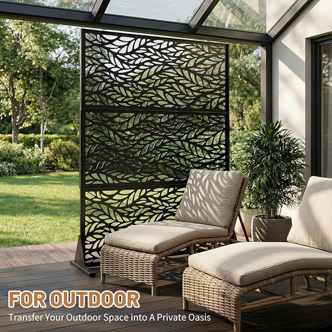 VINGLI Privacy Fence Panels, 72H’’ x 47W’’ Metal Privacy Screen Freestanding - Image 9