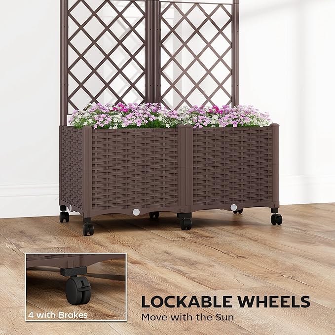 Outsunny Planter Box with Trellis, Self Watering Raised Garden Bed with - Image 5
