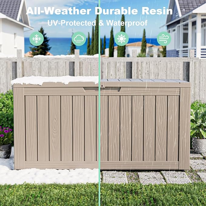 76 Gallon Outdoor Deck Box, Lockable Waterproof Outdoor Storage Boxes - Image 6