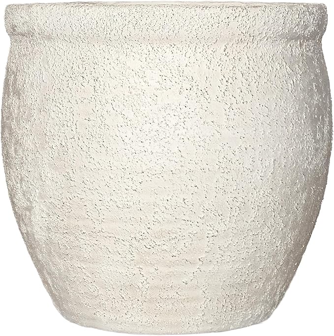 12" Dia Fiberstone Planter – Modern Farmhouse Indoor/Outdoor Flower Pot by HaispringArtificialTree