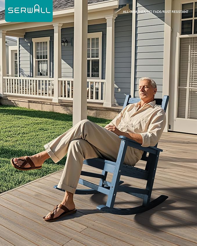 SERWALL HDPE Outdoor Rocking Chair Set of 8, Patio Rocking Chairs - Image 2