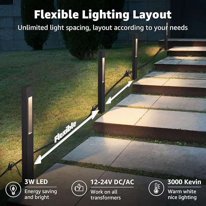 SUNVIE All-In-One LED Low Voltage Landscape Lighting Kit, 3000K Waterproof - Image 2