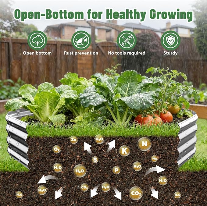 Hexagon Raised Garden Bed, 48 Inch Diagonal & 12 Inch Tall, Galvanized Steel - Image 2