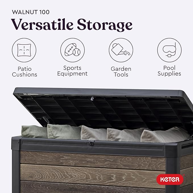 Keter Walnut 100 Gallon Resin Deck Box-Organization and Storage - Image 9