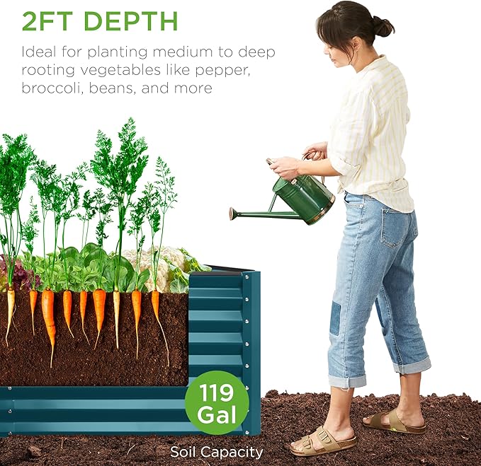 Best Choice Products 4x2x2ft Outdoor Metal Raised Garden Bed, Deep Root Planter - Image 2