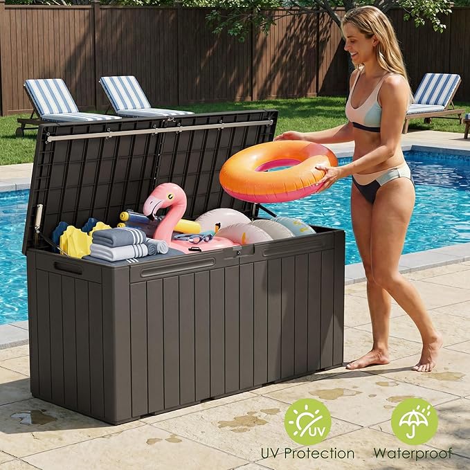 Devoko 100 Gallon Outdoor Storage Box, Waterproof Resin Deck Box - Image 3