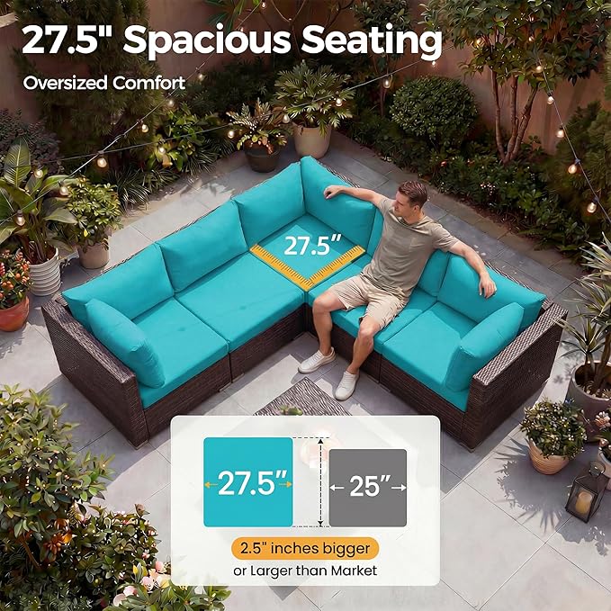 NICESOUL 6 Piece L-Shaped Patio Furniture Set - Image 6