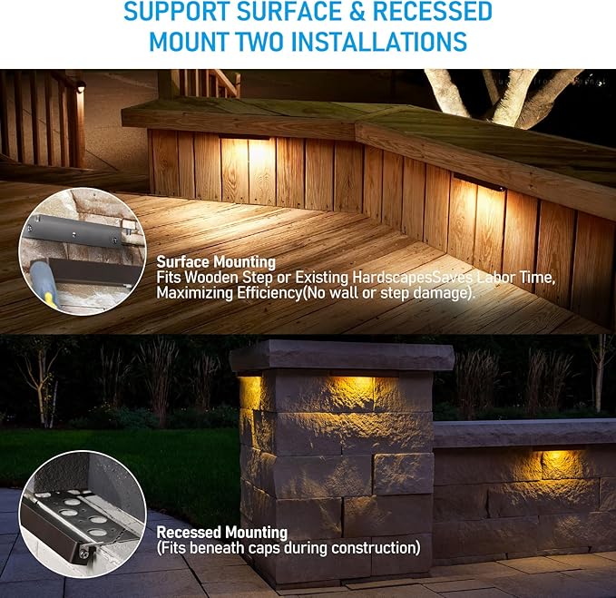 LEONLITE 8-Pack 12 Inch LED Hardscape Lighting, Update Retaining Wall Lights - Image 3