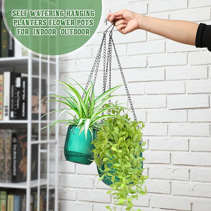 Maxcheck 4 Pcs Self Watering Hanging Planters Indoor Gift 6.5'' 4.5'' Hanging - Image 3