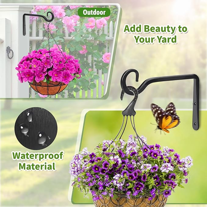 Plant Hangers Outdoor 2 Pack 10 Inch Metal Hanging Plant Bracket Metal Hanging - Image 4