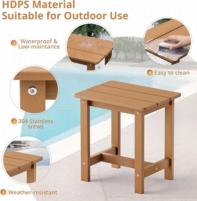 LUE BONA Outdoor Side Table, HDPS Small Outdoor Table, Adirondack Side Table - Image 6