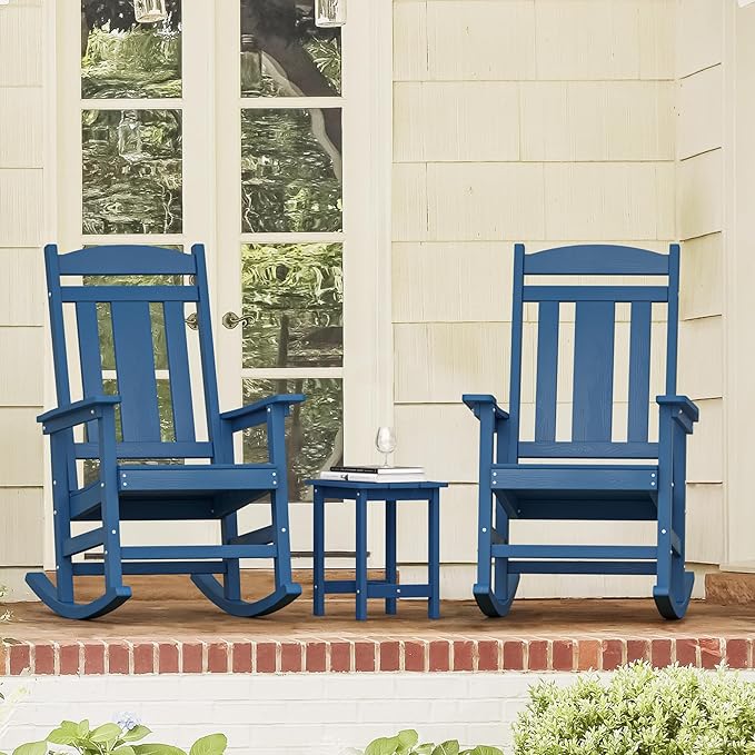 LUE BONA Outdoor Rocking Chairs Set, HDPS Poly Porch Rockers - Image 9