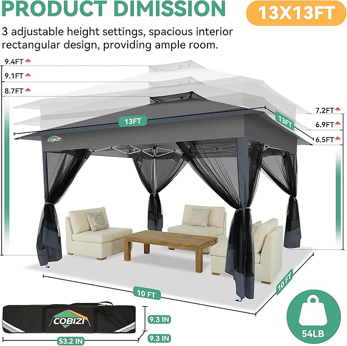 COBIZI 13x13 FT Pop up Gazebo on Clearance - Image 5