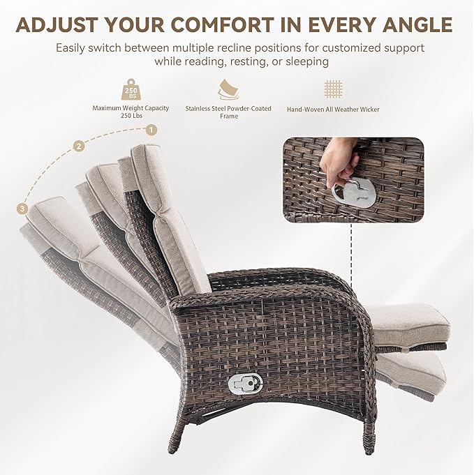 Zero Gravity Wicker Patio Recliner Chair - Image 6