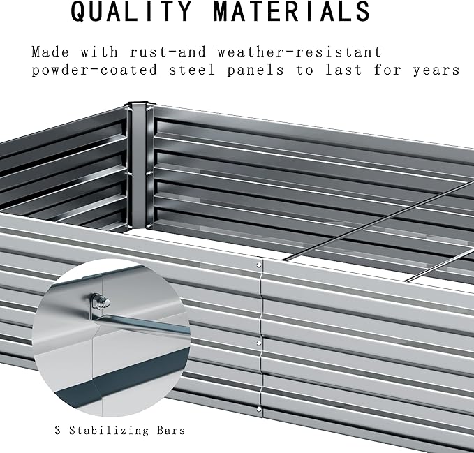 8×2×1FT Galvanized Raised Garden Bed Kit, Metal Planter Boxes，Large Outdoor - Image 4