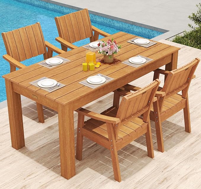 ZHUSI Patio Table and Chairs Set, Outdoor Table and Chairs, HDPE Outdoor Dining by ZHUSI