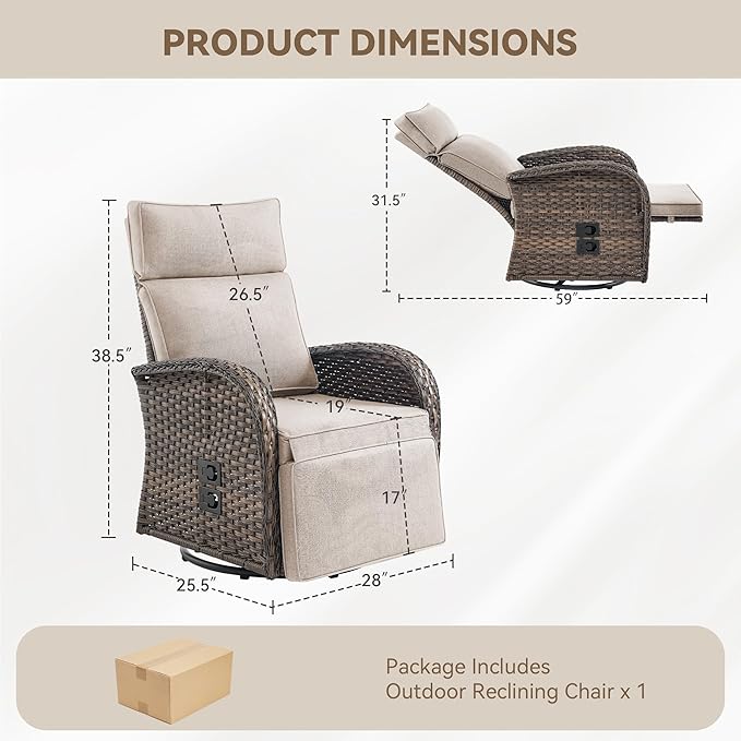 Zero Gravity Patio Swivel Rocking Recliner Chair - Image 2