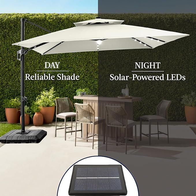Best Choice Products 12x12ft LED Cantilever Patio Umbrella w/Base Included & - Image 6