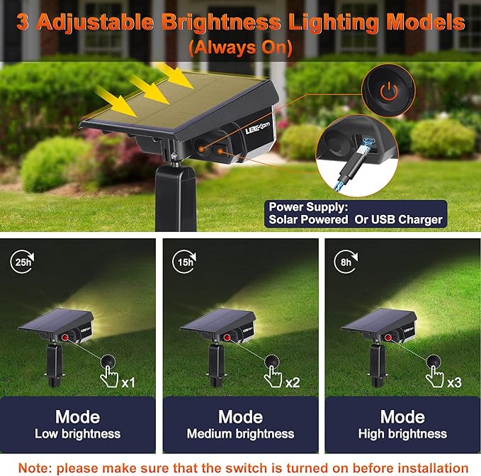 40 LEDs Spotlights, IP65 Waterproof Solar Powered Landscape Spotlights 2-in-1 - Image 4