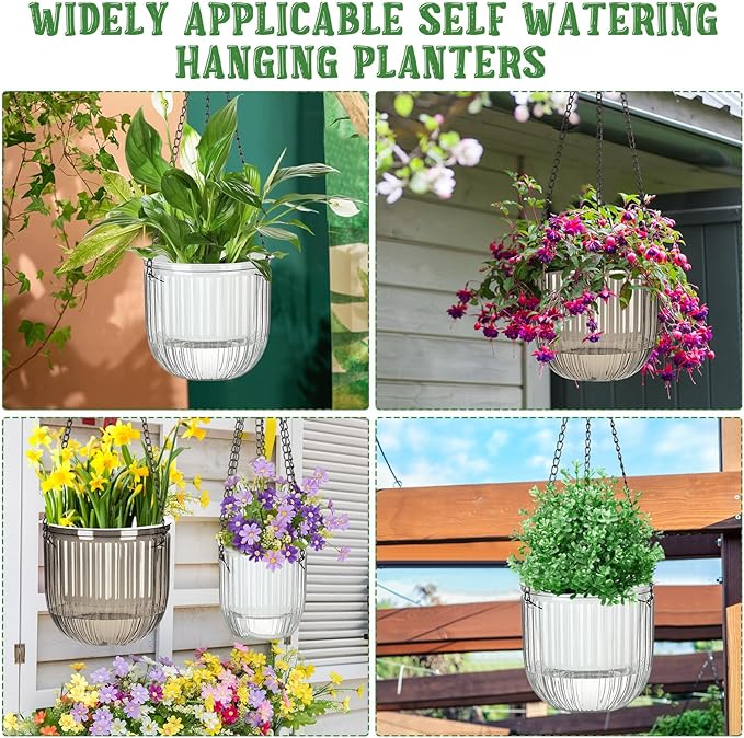 Maxcheck 4 Pcs Self Watering Hanging Planters Indoor Gift 6.5'' 4.5'' Hanging - Image 7