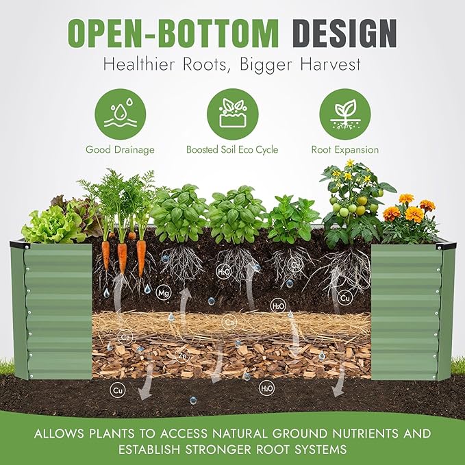 INNO STAGE 6x3x2ft Galvanized Raised Garden Bed, Raised Garden Bed Kit-Metal - Image 8