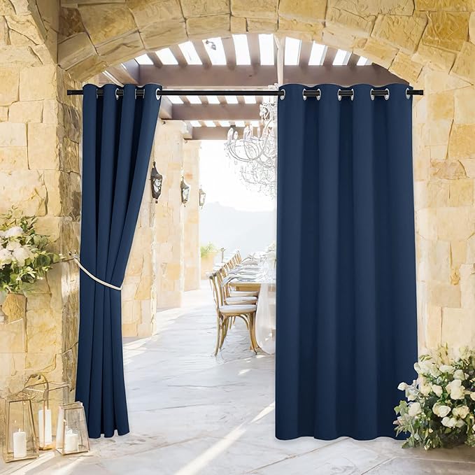 RYB HOME Outdoor Curtains for Patio Waterproof Block Sunlight Thermal Insulated by RYBHOME