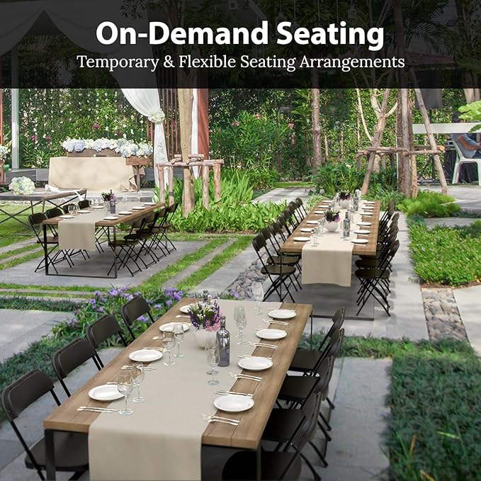 4 PACK White Foldable Plastic Chair | Folding & Stackable | 350 lbs Capacity - Image 4