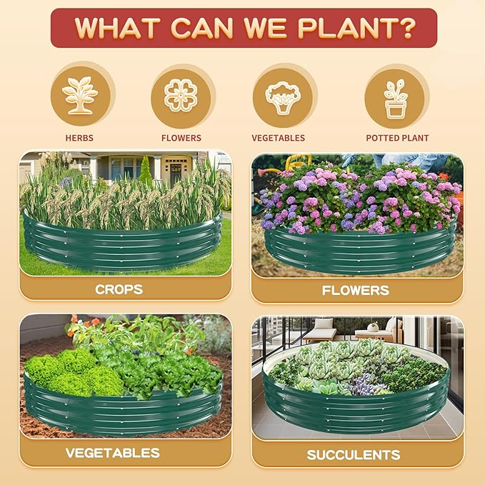 Durable Round Galvanized Steel Raised Garden Bed - Image 5