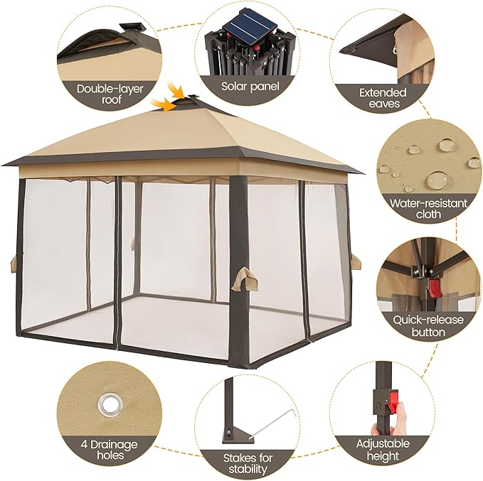 Yaheetech 11'x11' Pop Up Gazebo Instant Tent - Image 5