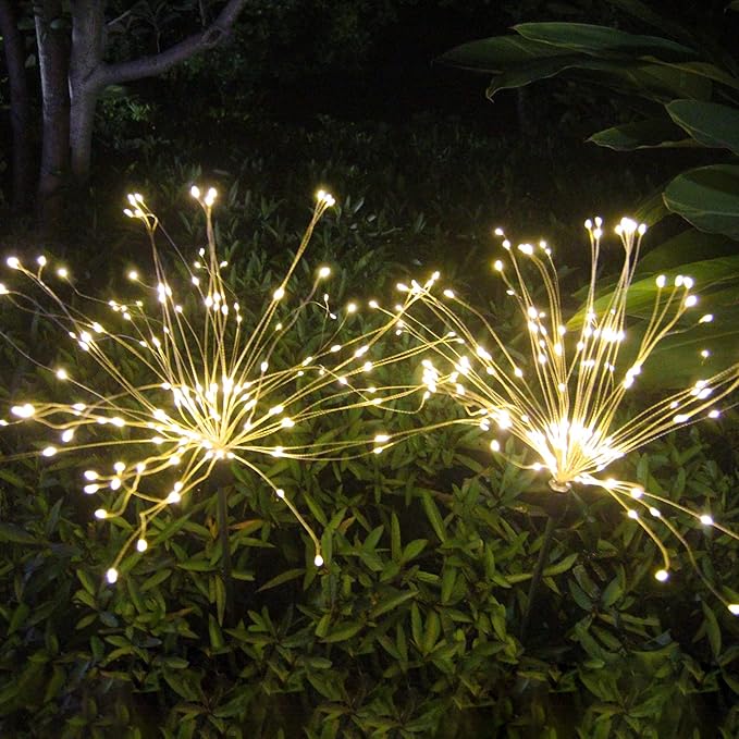 Solar Garden Firework Lights Outdoor Waterproof 2 Pack Solar Powered Art Stake - Image 4