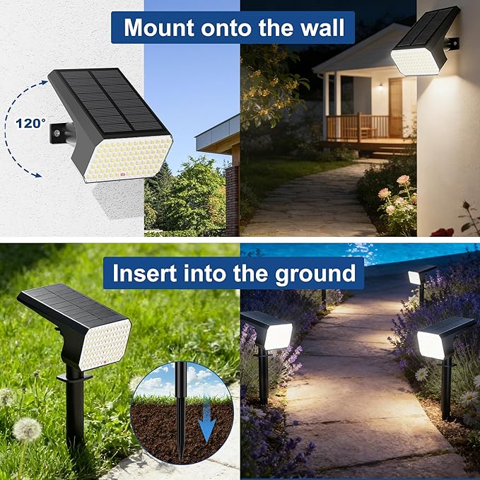LANSOW Solar Spot Lights Outdoor Waterproof IP67, Solar Landscape Spotlights - Image 6